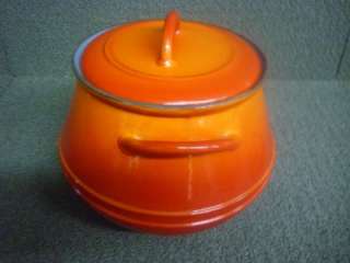 Descoware Belgium Orange Flame Cast Iron Bean Pot with Trivet  