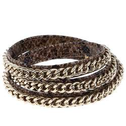 Cara Chain and Leather Wrap Bracelet  