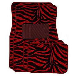 Front and Rear Red Zebra Floor Mats  