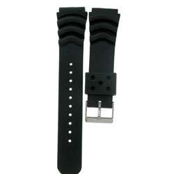 Black PVC Rubber 20mm Watch Band  