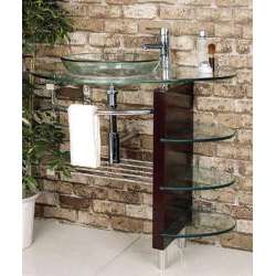   Wall mount Bathroom Glass Vessel Sink Vanity Combo  
