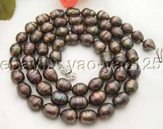 Stunning 32 13mm Black Baroque Pearl Necklace  
