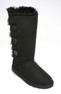 UGG Bailey Button Triplet Womens Black Sheepskin Boot Size 9 US NEW 