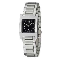   Womens 7700 Stainless Steel Bracelet Black Dial Watch  Overstock