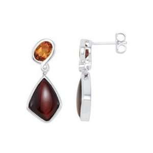  Citrine and Red Tiger Eye Post Earrings Italy Jewelry
