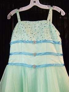 NWT Tiffany Girls Pageant Dress Style 13223 Aqua Size 12 & 16  