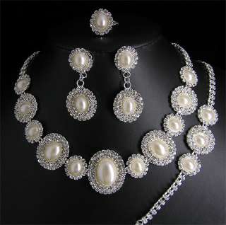 Wedding/Bridal necklace earrings bracelet ring set S348  