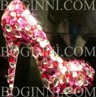   HOT PINK ICE CANDY ACRYLIC CRYSTAL 5 HEELS DIAMOND BRIDAL PROM SHOES