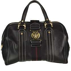 Gucci Aviatrix Black Pebbled Leather Boston Bag  