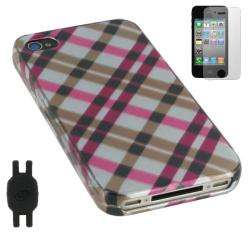 rooCASE 3 in1 Pink Plaid Design iPhone 4 Case Bundle  Overstock