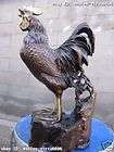 13China classic Red Bronze rooster chanticleer Statue