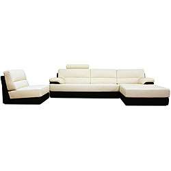 Juliana Modern Cream Leather Sectional Sofa/ Chair Set  Overstock