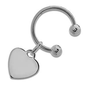  Italian Sterling Silver Heart and Hoop Key Ring: Jewelry