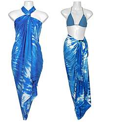 Light Blue Swirl Tie dye Sarong (Indonesia)  Overstock
