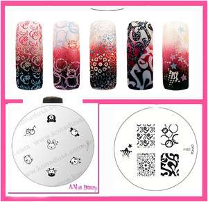   Stamping Nail Art Image Plate S10 ANIMAL FACES + Image M 85New  