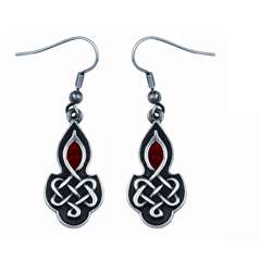 Pewter Red Crystal Celtic Love Knot Earrings  Overstock