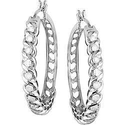14k White Gold 1ct Diamond Hoop Earrings ( I J, I3 )  Overstock