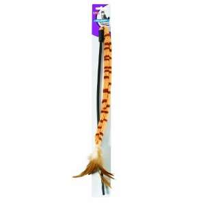  Ethical Tiger Stripe Wand with Feathers Cat Toy Pet 