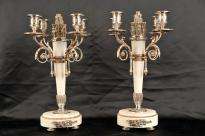 French Empire Silver Plate Candelabras Candlesticks  