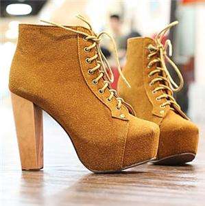 women platform lace up high heel clog ankle boots shoes item code s64