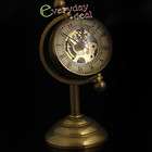 Steampunk Brass Tone Copper Case Ball Skeleton Mechanical Desk Clock 