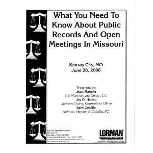   to Know About Public Records and Open Meetings: Jean Maneke: Books