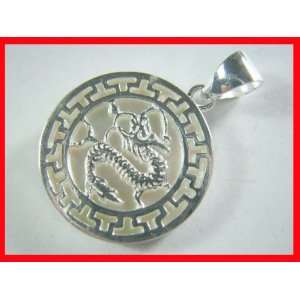   Mother of Pearl Dragon Pendant Sterling Silver #2926 