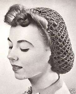 Vintage Snood Hairnet hair net fishnet Crochet PATTERN  