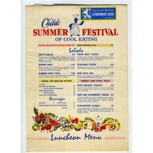   Festival of Cool Eating Luncheon Menu New York 1957 
