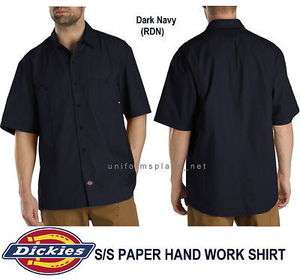 Dickies Shirts Mens SHORT SLEEVE Work Shirt Dark Navy 100% Cotton M L 