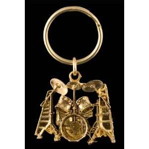  Drumset Key Chain   24k Gold Plated Musical Instruments
