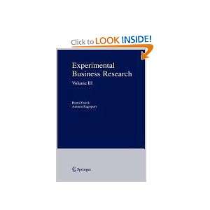  Experimental Business Research (9780387504544) Books