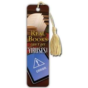  (2x6) Real Books Cant Get Viruses Beaded Bookmark