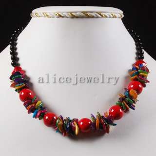 Red Jade Chip Necklace 18 GN145  