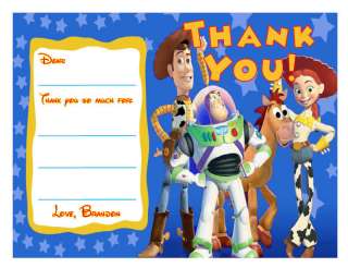 Set of 10 Toy Story Blue Personalized Thank You Cards  