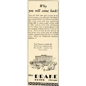  1929 Ad Drake Hotel Resort Chicago Illinois Lodging Amenities 