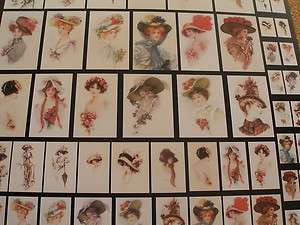 PAPER FOR SCRAPBOOKING & DOLLHOUSE MINIATURES LADIES IN HATS 