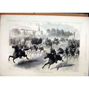  1876 Petersburg Fire Brigade Horses Racing Street Print 