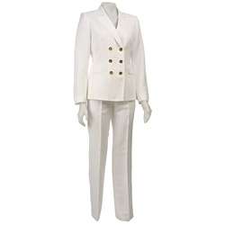 Tahari ASL Womens White 2 piece Double breasted Pant Suit  Overstock 