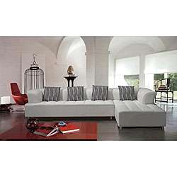 Marthena 2 piece White Leather Sectional Sofa with Ottoman   