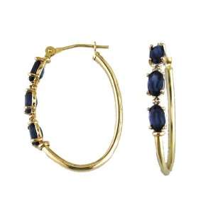   Diamond & Sapphire Earring in 14K Yellow Gold (TCW 1.74).: Jewelry