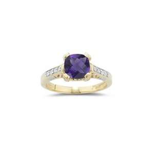  0.08 Cts Diamond & 1.36 Cts Amethyst Ring in 14K Yellow 