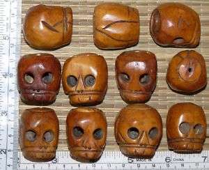 Large Carved Bone Skull Beads 10 Pcs Wholesale Lot  