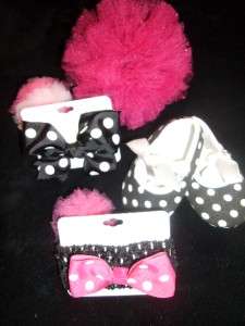   Girls Minnie Mouse Tutu Outfit with Crib Shoes & Hairbows.Adorable