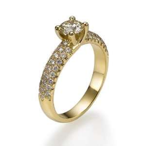  Holyland 1.25 CT CERTIFIED DIAMOND PROMISE RING 14K Y GOLD 