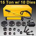 10 Dies 1/2 to 4 Driver Hydraulic Knockout Punch Set 15T Tool Hole 