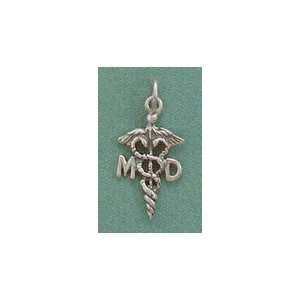   Silver Charm 13/16 in tall Medical Doctor MD Caduceus Jewelry
