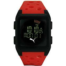 Puma Agitation Mens LCD Dial Red Strap Watch  Overstock