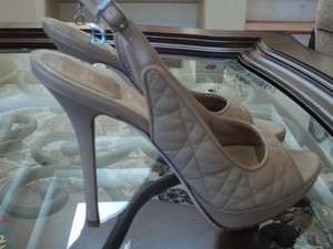 Christian Dior Cannage Peep Toe Slingback Shoes(39 1/2)  