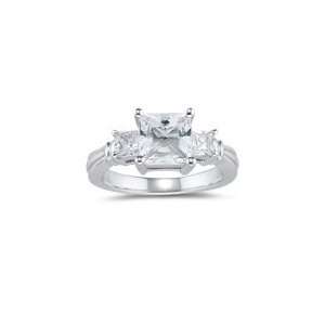  0.56 Cts Diamond & 1.71 Cts White Sapphire Ring in 14K 